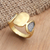 Gold-plated brass band ring, 'Golden Eye' - Handmade Gold-Plated Brass and Mesh Band Ring (image 2b) thumbail