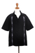 Men's embroidered cotton shirt, 'Black Borders' - Men's Black Embroidered Cotton Shirt thumbail