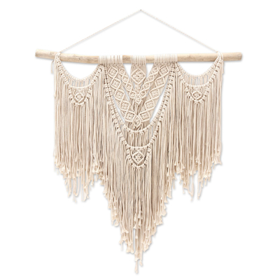 Macrame cotton wall hanging, 'Dream On' - Macrame Cotton Wall Hanging from Bali