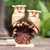 Wood sculpture, 'Romantic Owls' - Hand Carved Jempinis and Benalu Wood Owl Sculpture (image 2) thumbail