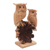 Wood sculpture, 'Romantic Owls' - Hand Carved Jempinis and Benalu Wood Owl Sculpture (image 2b) thumbail