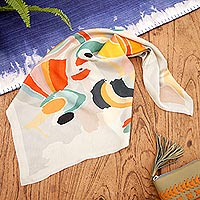 Pañuelo de seda, 'Vida abstracta' - Pañuelo de pelo de seda abstracto hecho a mano de Bali