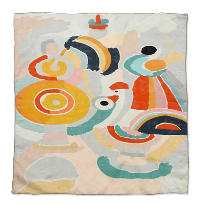 Pañuelo de seda - Bandana de pelo de seda abstracta hecha a mano de Bali
