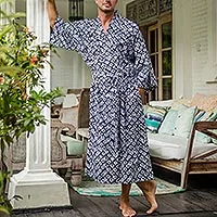 Batik-rayon-robe, 'late morning' - handgefertigte batik-rayon-robe