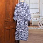 Batik rayon robe, 'Late Morning' - Handmade Batik Rayon Robe