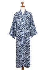 Batik rayon robe, 'Late Morning' - Handmade Batik Rayon Robe