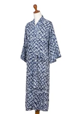 Batik rayon robe, 'Late Morning' - Handmade Batik Rayon Robe