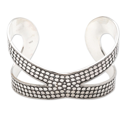 Sterling silver cuff bracelet, 'Dragon Wings in Silver' - Artisan Crafted Sterling Silver Cuff Bracelet from Bali