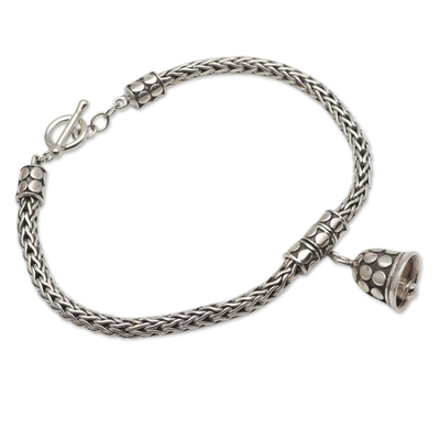 Sterling silver charm bracelet, 'Tiny Bell in Silver' - Handmade Sterling Silver Charm Bracelet from Bail