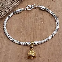 Pulsera de plata esterlina con detalles dorados - Pulsera con dijes de plata de ley chapada en oro de Bail