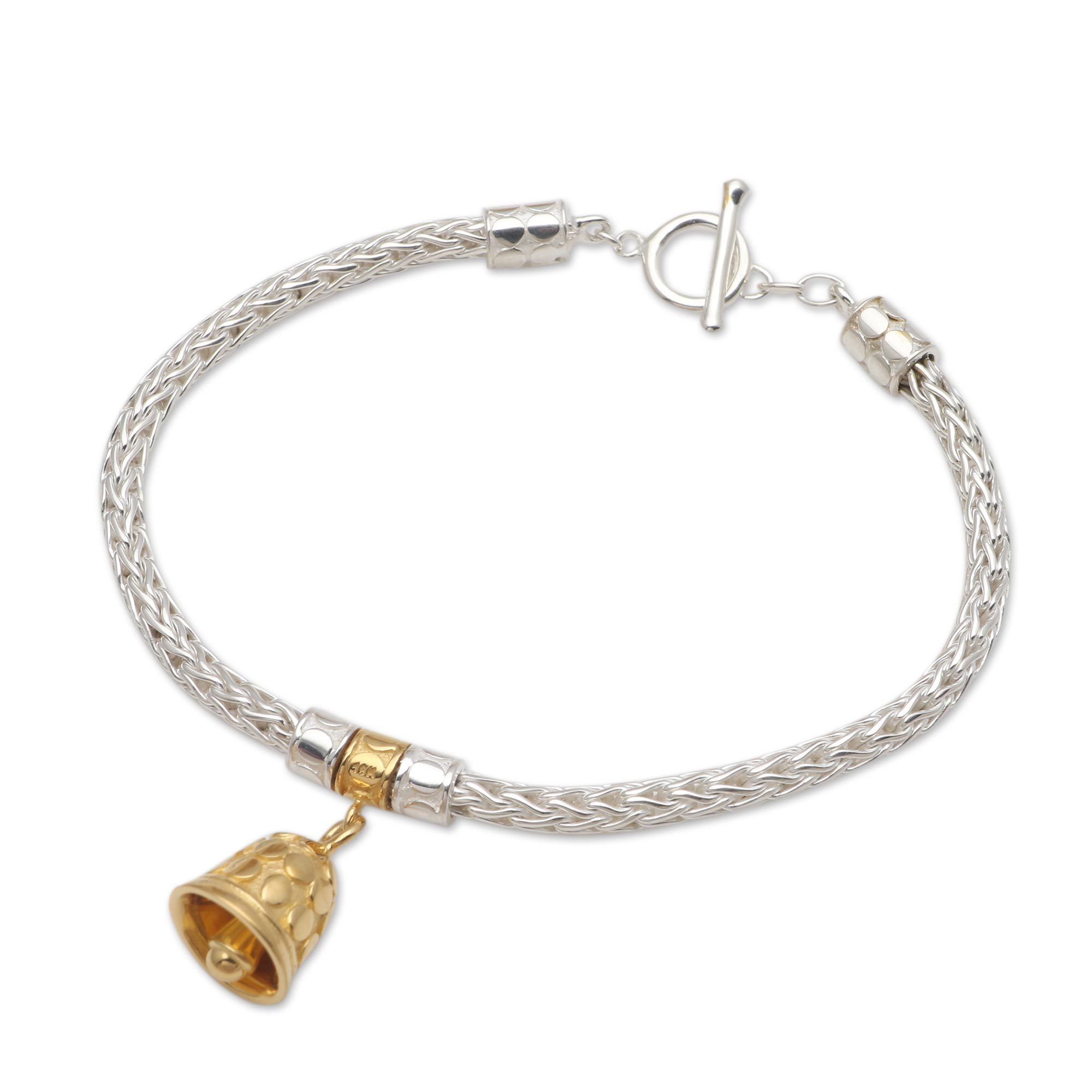 GoldPlated Sterling Silver Charm Bracelet from Bail Naga's Bell NOVICA