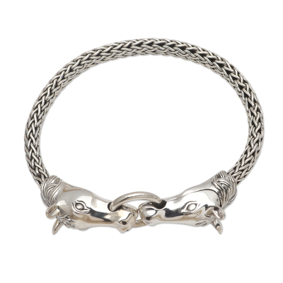 Sterling Silver Horse Head Chain Bracelet from Bali