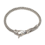 Sterling silver chain bracelet, 'Hungry Horse' - Handmade Sterling Silver Horse Head Chain Bracelet