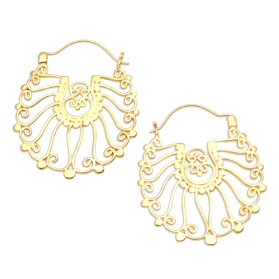 Balinese Gold-Plated Brass Hoop Earrings