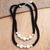Cultured pearl pendant necklace, 'Black Sea' - Cultured Akoya Pearl and Sterling Silver Plated Necklace (image 2) thumbail