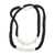 Cultured pearl pendant necklace, 'Black Sea' - Cultured Akoya Pearl and Sterling Silver Plated Necklace thumbail