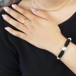 Silver-plated station bracelet, 'In Order' - Silver and Black Mesh Station Bracelet