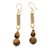 Gold-accented tiger's eye dangle earrings, 'Golden Tiger' - Gold-Accented Tiger's Eye Dangle Earrings