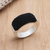 Silver-plated band ring, 'Dark and Light' - Silver-Plated and Black Polyester Mesh Band Ring