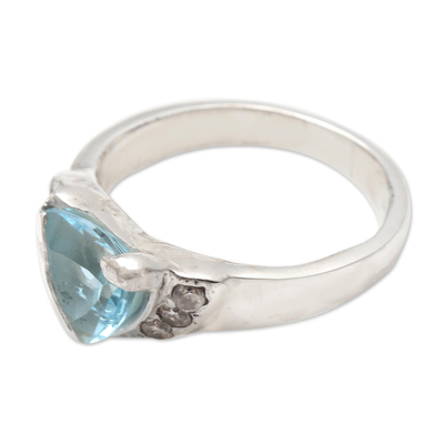 Blue topaz and cubic zirconia cocktail ring, 'Tasty Treat in Blue' - Sterling Silver and Blue Topaz Cocktail Ring