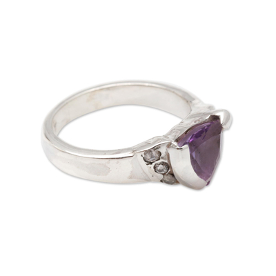 Amethyst and cubic zirconia cocktail ring, 'Tasty Treat in Purple' - Sterling Silver and Amethyst Cocktail Ring