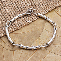 Sterling silver link bracelet, 'Bamboo Grass' - Handmade Sterling Silver Link Bracelet