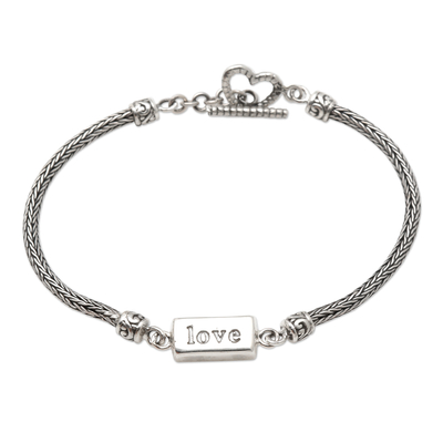 Sterling silver pendant bracelet, 'Devoted One' - Hand Made Sterling Silver Pendant Bracelet