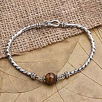 Sterling Silver and Tiger's Eye Beaded Bracelet,'Nearest Planet in Brown'