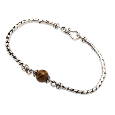 Tigerauge-Perlenarmband - Armband aus Sterlingsilber und Tigerauge-Perlen