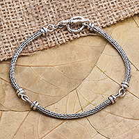 Sterling silver link bracelet, 'Dragon Body' - Hand Made Sterling Silver Link Bracelet