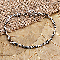 Sterling silver link bracelet, 'Tribal Hollywood' - Handcrafted Sterling Silver Link Bracelet