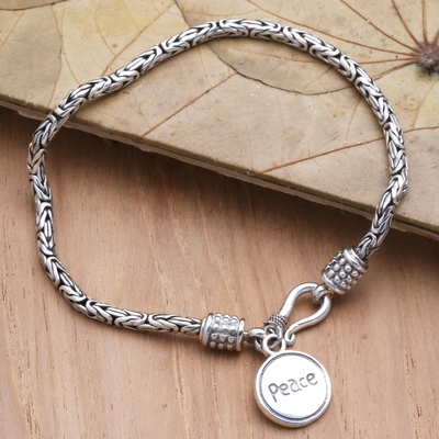 Hand Made Sterling Silver Charm Bracelet - Chain Of Peace