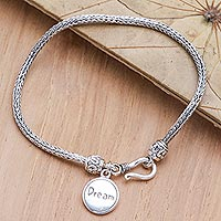 Sterling silver charm bracelet, 'Chain Of Dreams' - Hand Crafted Sterling Silver Charm Bracelet