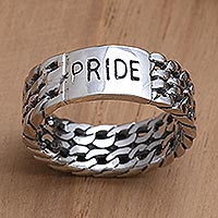 Featured review for Mens sterling silver band ring, Be Proud
