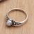 Cultured pearl single stone ring, 'Opposite Directions' - Cultured Pearl and Sterling Silver Single Stone Ring