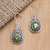 Peridot dangle earrings, 'Ancient Door' - Sterling Silver and Peridot Dangle Earrings