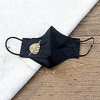 Gold-plated lanyard and cotton face mask, Lotus Dream