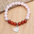 Rose quartz and carnelian charm bracelet, 'Loving Mood' - Rose Quartz and Carnelian Heart-Motif Charm Bracelet thumbail