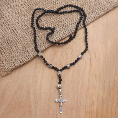 Lava stone pendant necklace, Lava Cross