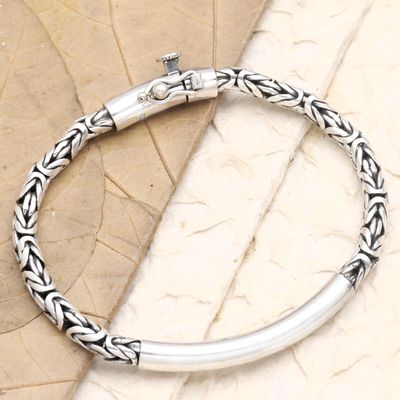 Sterling silver pendant bracelet, 'Temple Decorations' - Sterling Silver Borobudur Pendant Bracelet From Indonesia