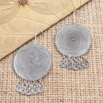 Sterling silver dangle earrings, Spinning Dreams