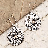 Gold-accented dangle earrings, 'Beauty in Bali' - Gold-Accented Sterling Silver Dangle Earrings