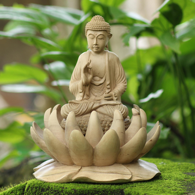 Escultura de madera de hibisco - Escultura de Buda de madera de hibisco tallada a mano