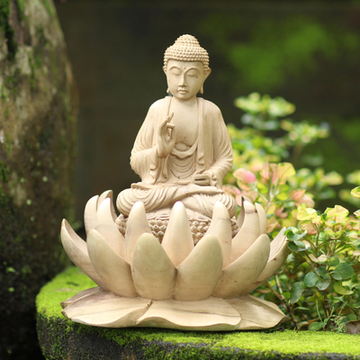 Escultura de madera de hibisco - Escultura de Buda de madera de hibisco tallada a mano