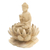 Hibiscus wood sculpture, 'Lord Buddha and Lotus' - Hand Carved Hibiscus Wood Buddha Sculpture