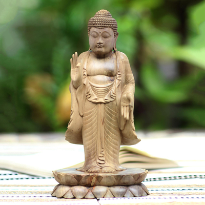Escultura de madera de hibisco - Escultura de Buda de madera de hibisco hecha a mano