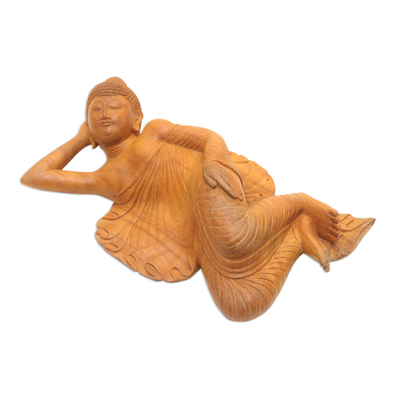 Escultura de madera de cocodrilo. - Escultura de buda de madera de cocodrilo tallada a mano