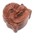 Wood puzzle box, 'Buddha's Secret' - Buddha-Themed Suar Wood Puzzle Box