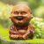 Wood sculpture, 'Smiling Baby Buddha' - Hand Carved Suar Wood Buddha Sculpture thumbail