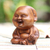 Wood sculpture, 'Smiling Baby Buddha' - Hand Carved Suar Wood Buddha Sculpture
